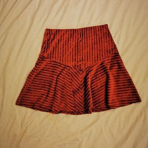 NWOT velvet corduroy red brown mini skirt fit flare
